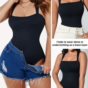 Women's Black Ribbed Bodysuit